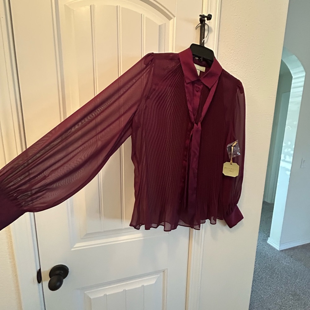 Rye Grass Maroon Sheer Blouse